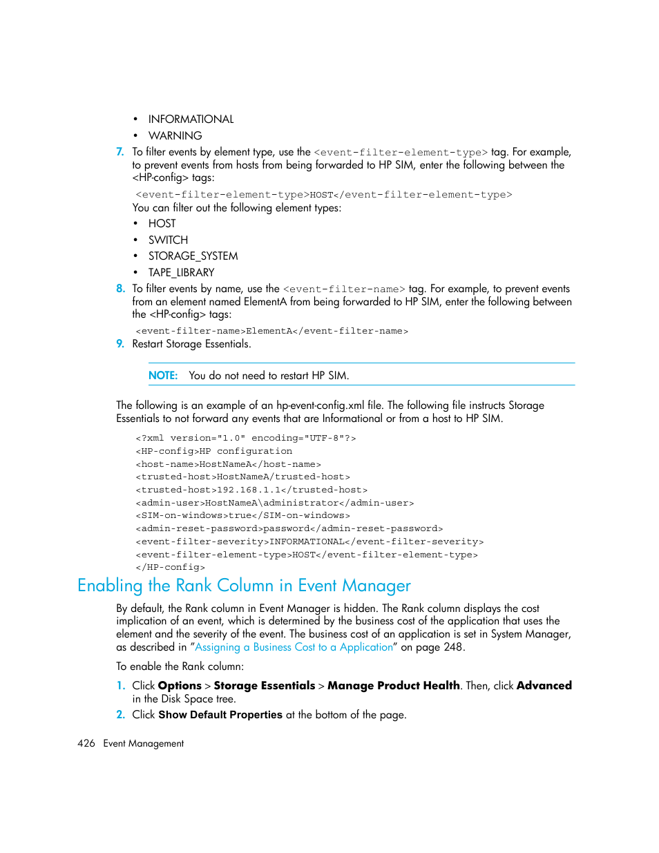 Enabling the rank column in event manager, Bed in, Enabling | The rank column in event manager | HP Storage Essentials NAS Manager Software User Manual | Page 456 / 702