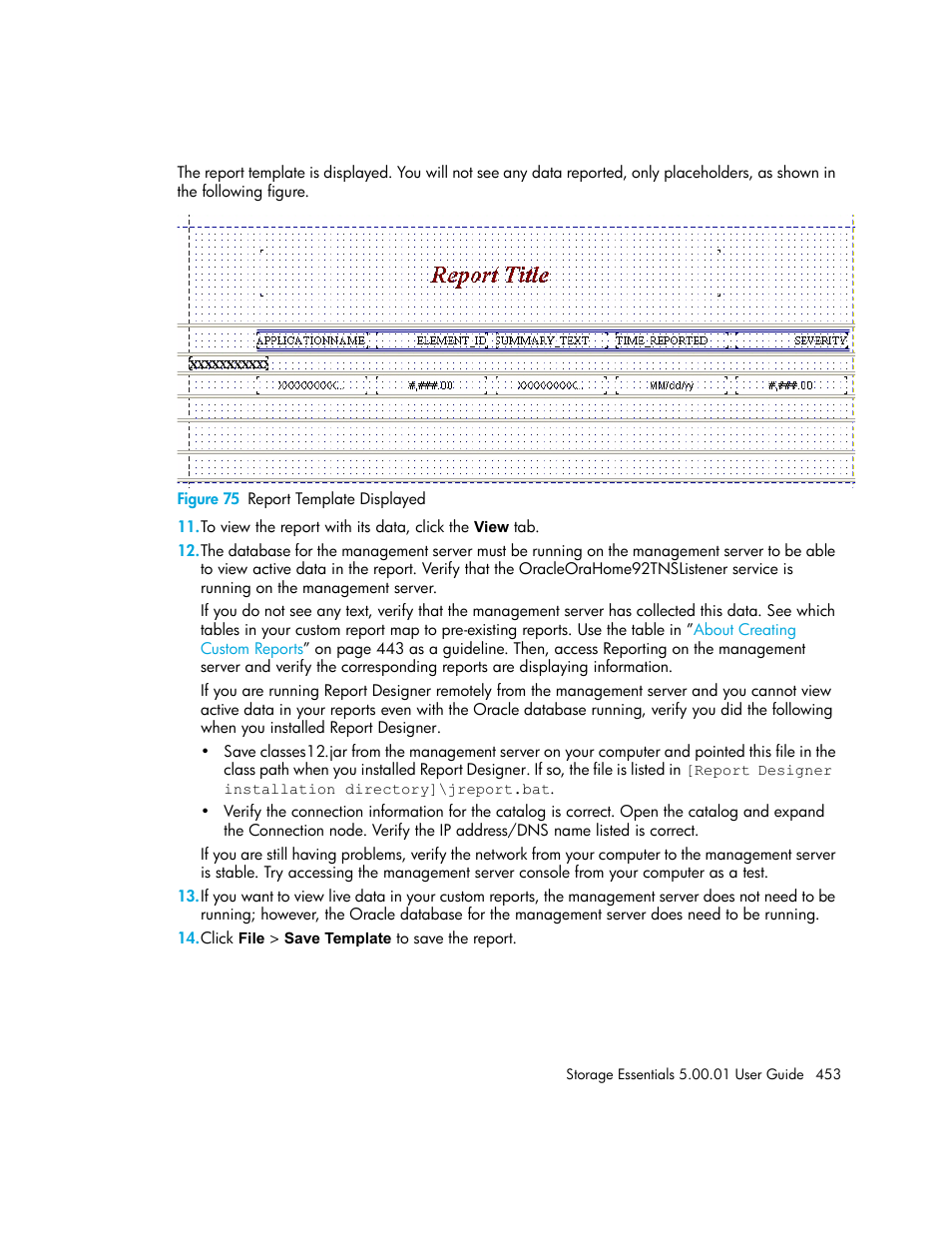 75 report template displayed | HP Storage Essentials NAS Manager Software User Manual | Page 483 / 702