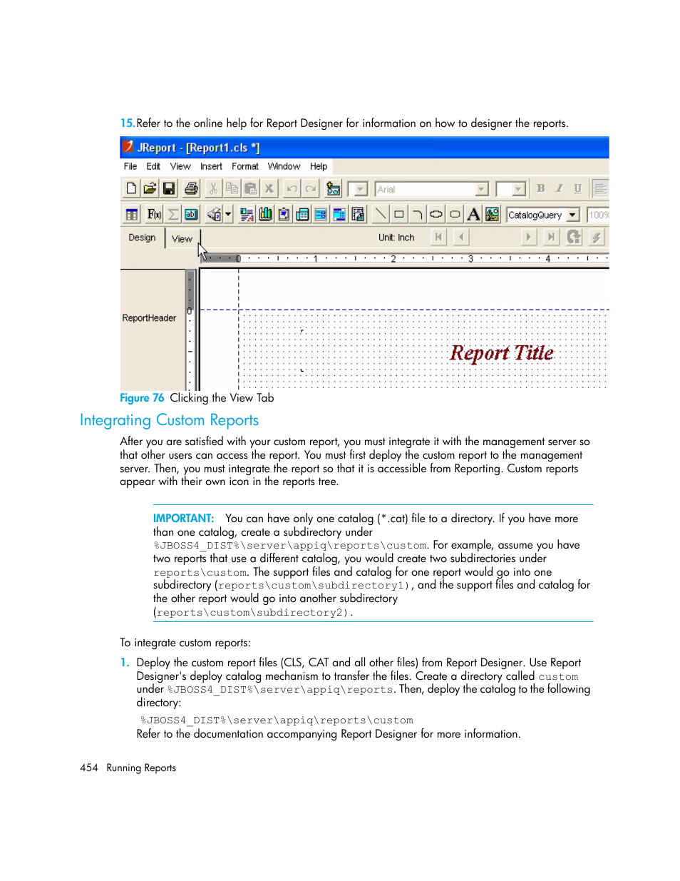 Integrating custom reports, 76 clicking the view tab | HP Storage Essentials NAS Manager Software User Manual | Page 484 / 702