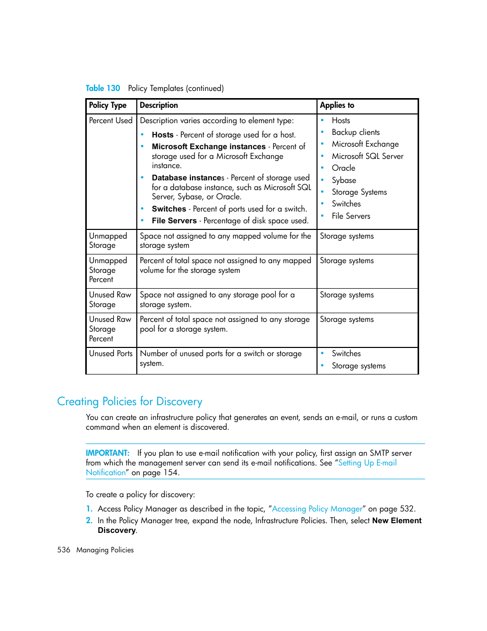 Creating policies for discovery | HP Storage Essentials NAS Manager Software User Manual | Page 566 / 702