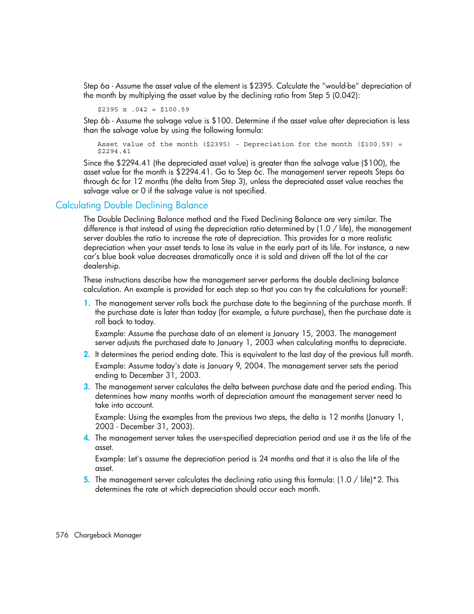 Calculating double declining balance | HP Storage Essentials NAS Manager Software User Manual | Page 606 / 702
