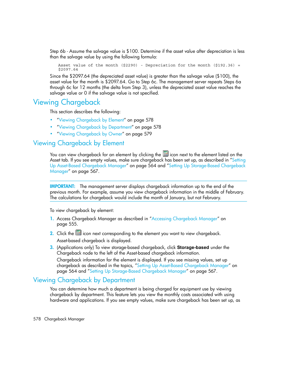 Viewing chargeback, Viewing chargeback by element, Viewing chargeback by department | Viewing chargeback by, Department | HP Storage Essentials NAS Manager Software User Manual | Page 608 / 702