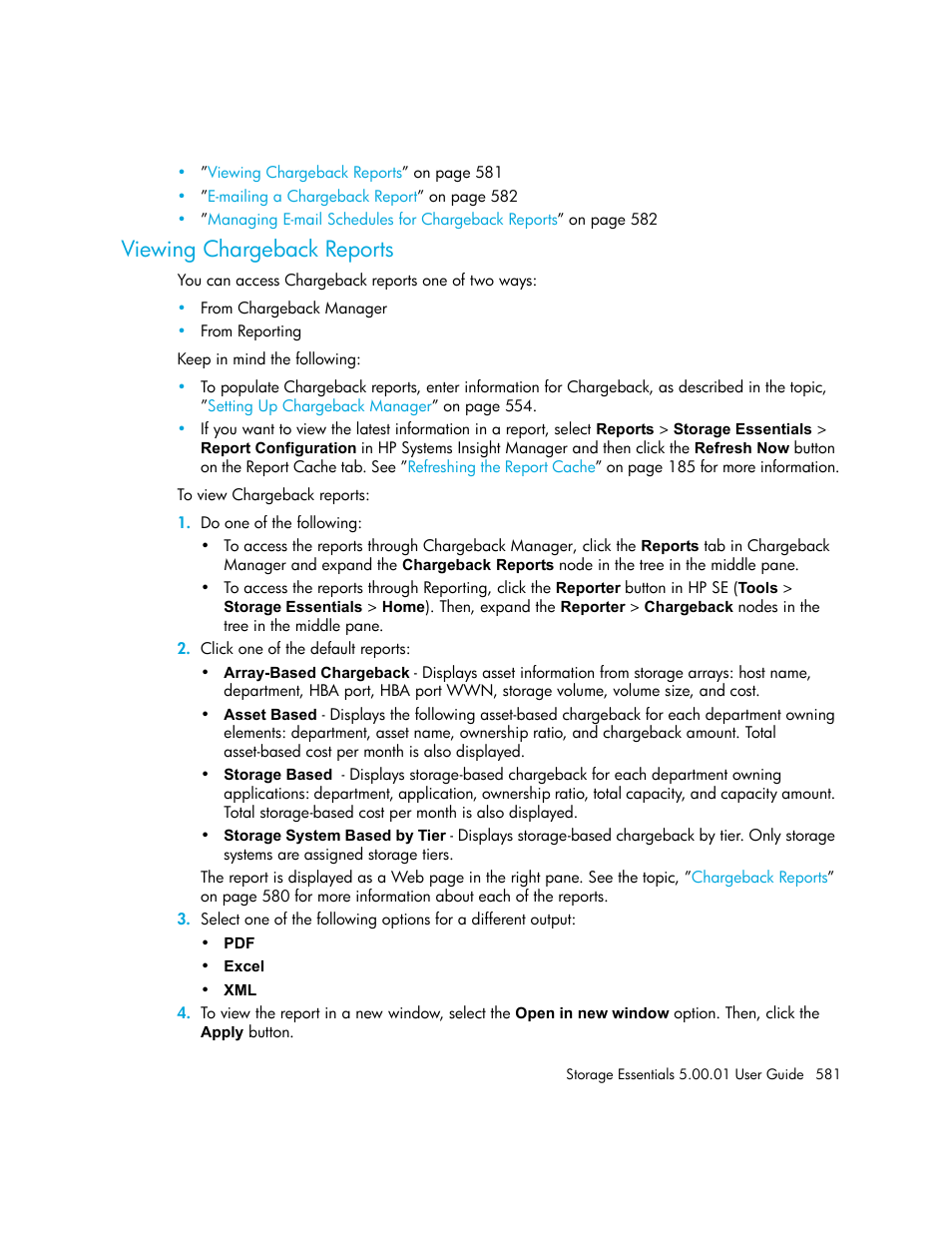 Viewing chargeback reports | HP Storage Essentials NAS Manager Software User Manual | Page 611 / 702