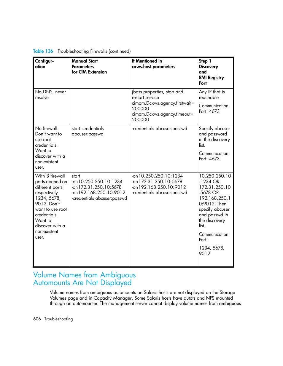 Volume names from ambiguous, Automounts are not displayed | HP Storage Essentials NAS Manager Software User Manual | Page 636 / 702