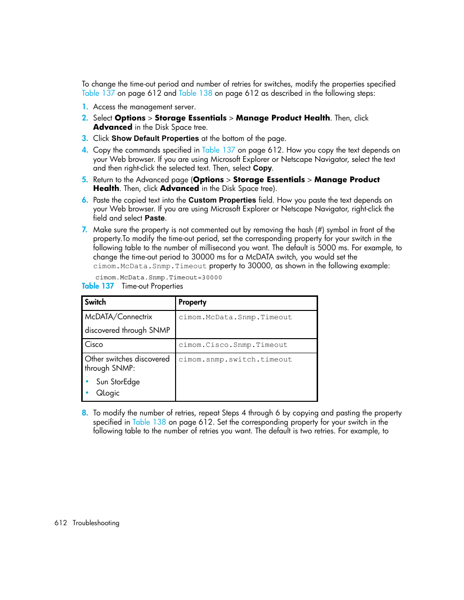 137 time-out properties | HP Storage Essentials NAS Manager Software User Manual | Page 642 / 702