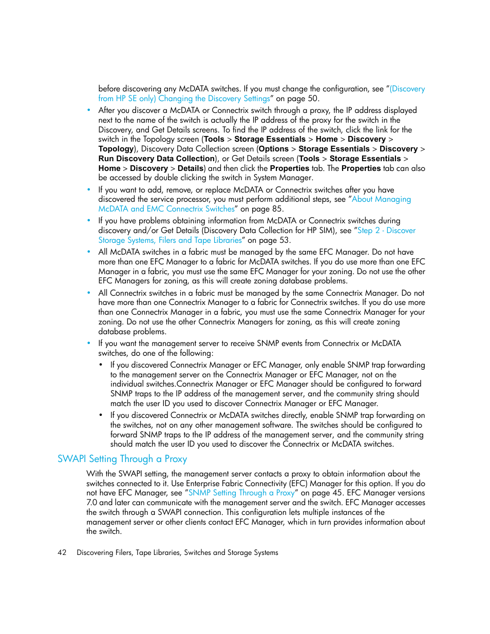 Swapi setting through a proxy, Swapi, Setting through a proxy | HP Storage Essentials NAS Manager Software User Manual | Page 72 / 702