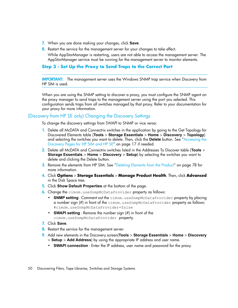 Discovery, From hp se only) changing the discovery settings | HP Storage Essentials NAS Manager Software User Manual | Page 80 / 702