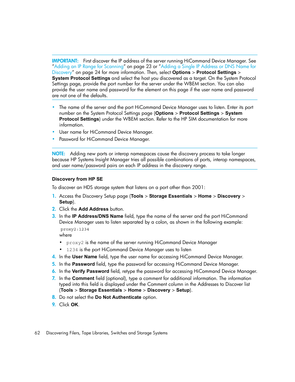 Discovery from hp se | HP Storage Essentials NAS Manager Software User Manual | Page 92 / 702