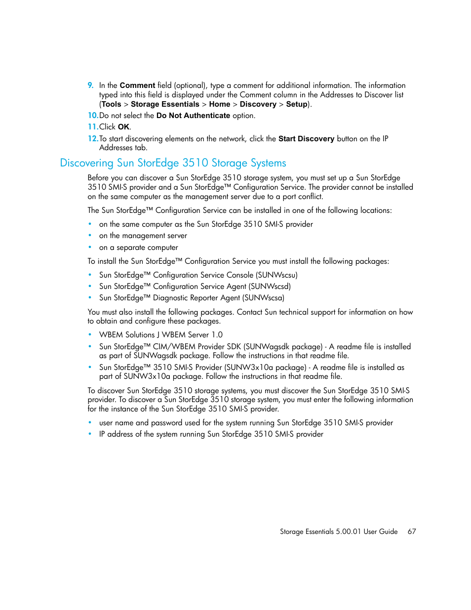 Discovering sun storedge 3510 storage systems, Discovering sun storedge, 3510 storage systems | HP Storage Essentials NAS Manager Software User Manual | Page 97 / 702