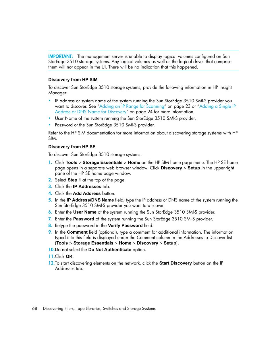 Discovery from hp sim discovery from hp se | HP Storage Essentials NAS Manager Software User Manual | Page 98 / 702