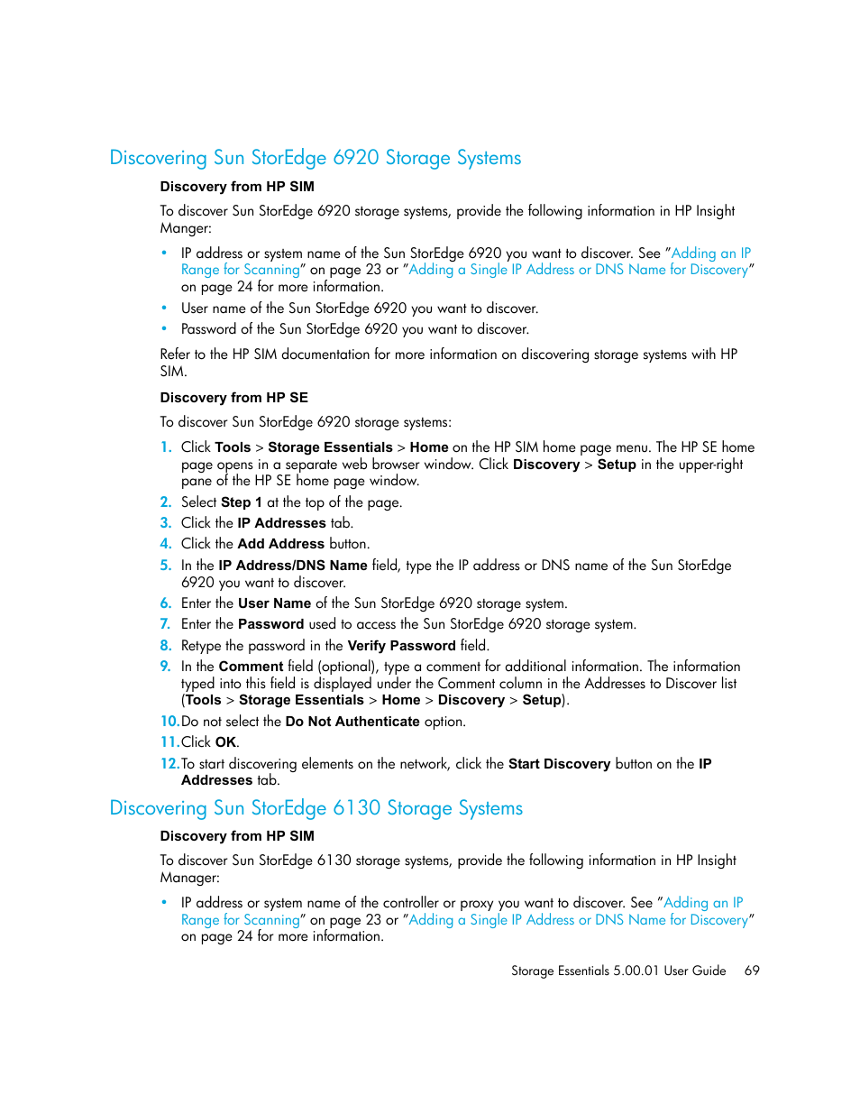 Discovering sun storedge 6920 storage systems, Discovery from hp sim discovery from hp se, Discovering sun storedge 6130 storage systems | Discovery from hp sim, Discovering sun storedge, 6920 storage systems, 6130 storage systems | HP Storage Essentials NAS Manager Software User Manual | Page 99 / 702