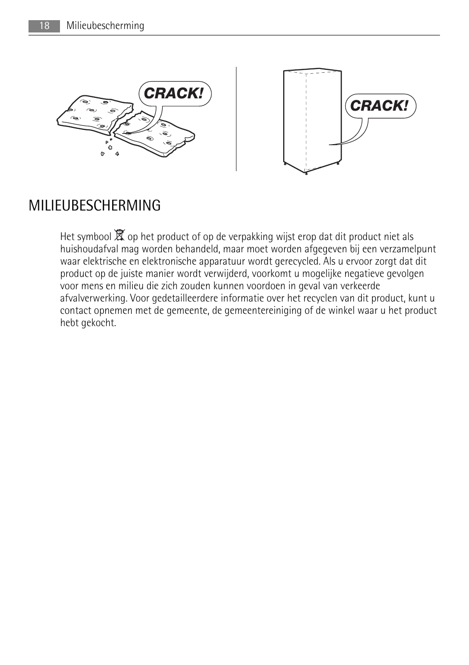Milieubescherming, Crack | AEG SKS58840X0 User Manual | Page 18 / 72