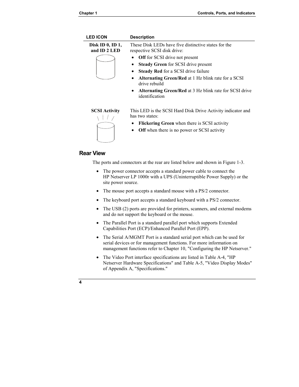 Rear view | HP Netserver L Server series User Manual | Page 10 / 140