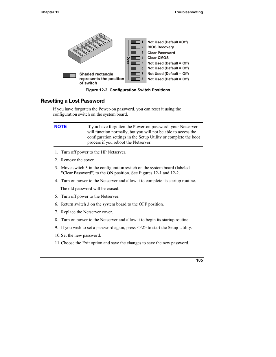 Resetting a lost password | HP Netserver L Server series User Manual | Page 111 / 140