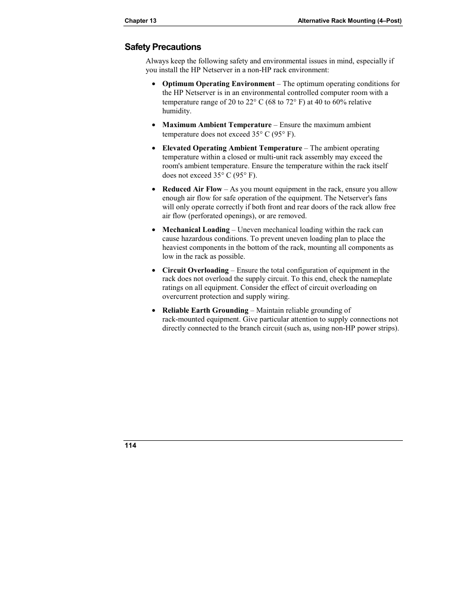 Safety precautions | HP Netserver L Server series User Manual | Page 120 / 140