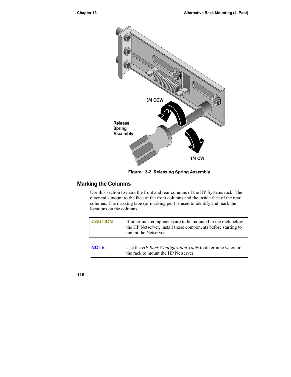 Marking the columns | HP Netserver L Server series User Manual | Page 122 / 140