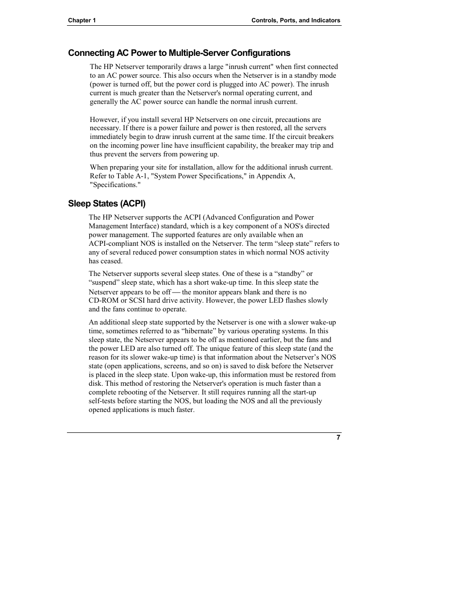 Sleep states (acpi) | HP Netserver L Server series User Manual | Page 13 / 140