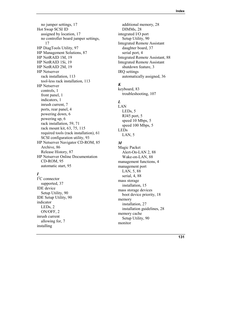 HP Netserver L Server series User Manual | Page 137 / 140