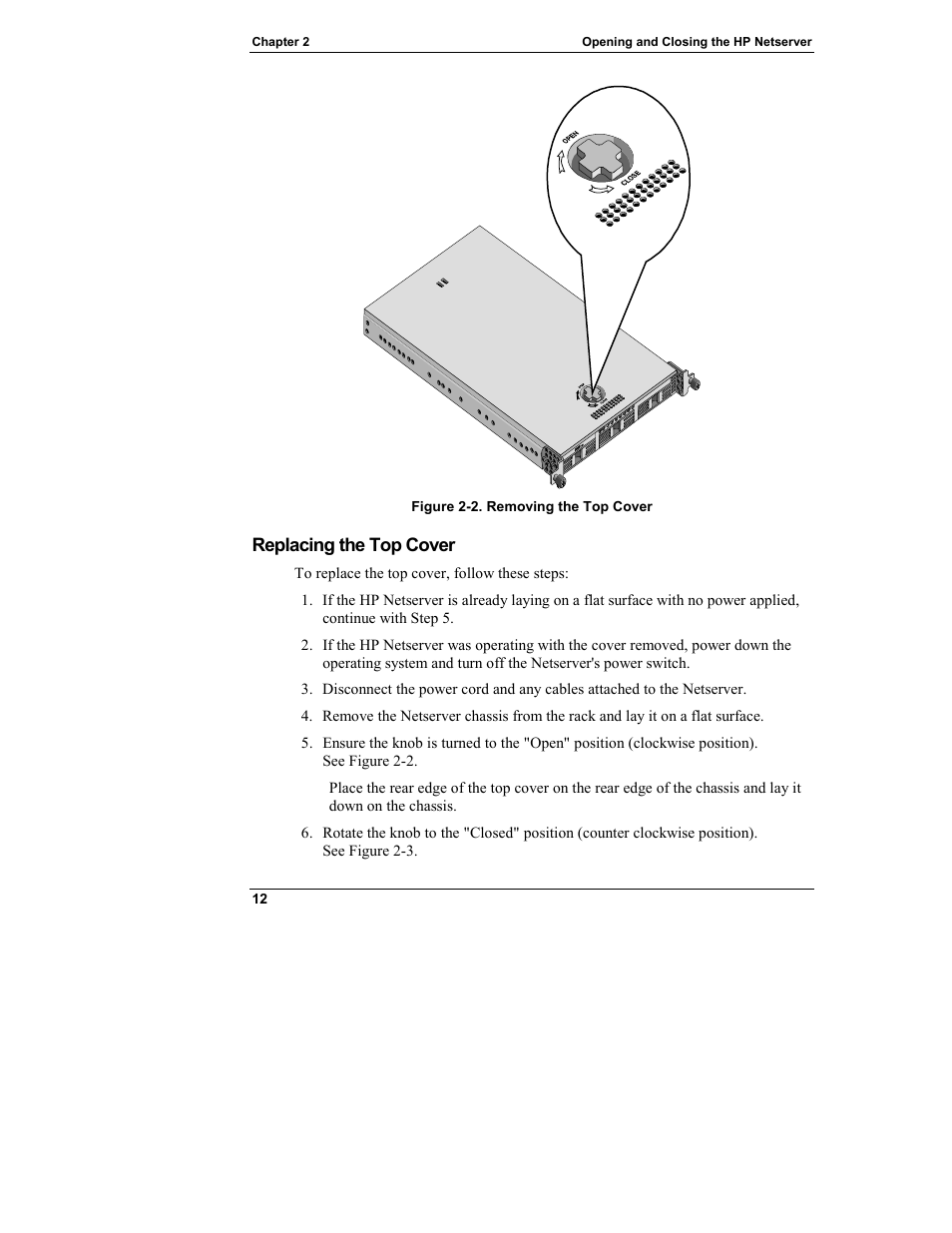 Replacing the top cover | HP Netserver L Server series User Manual | Page 18 / 140