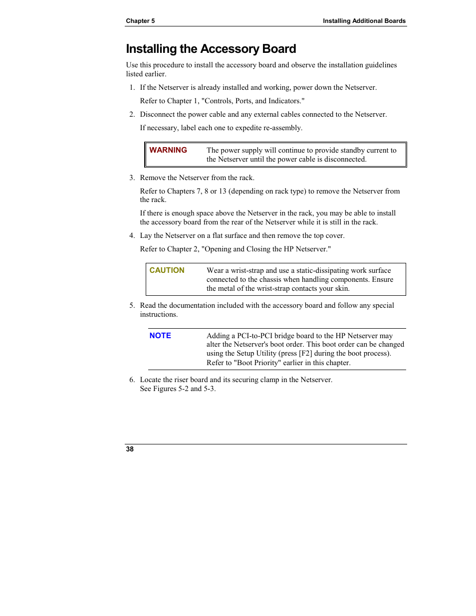 Installing the accessory board | HP Netserver L Server series User Manual | Page 44 / 140