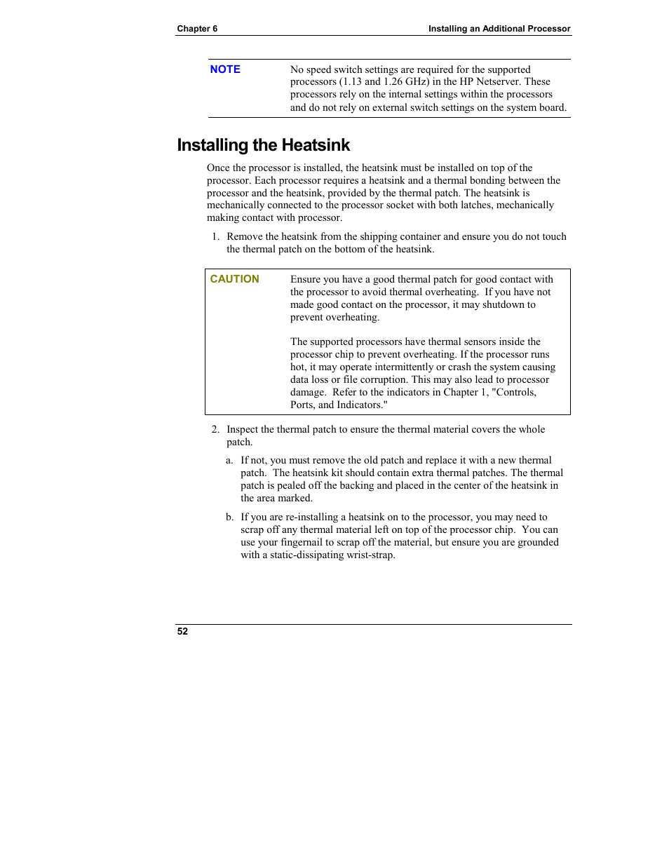 Installing the heatsink | HP Netserver L Server series User Manual | Page 58 / 140