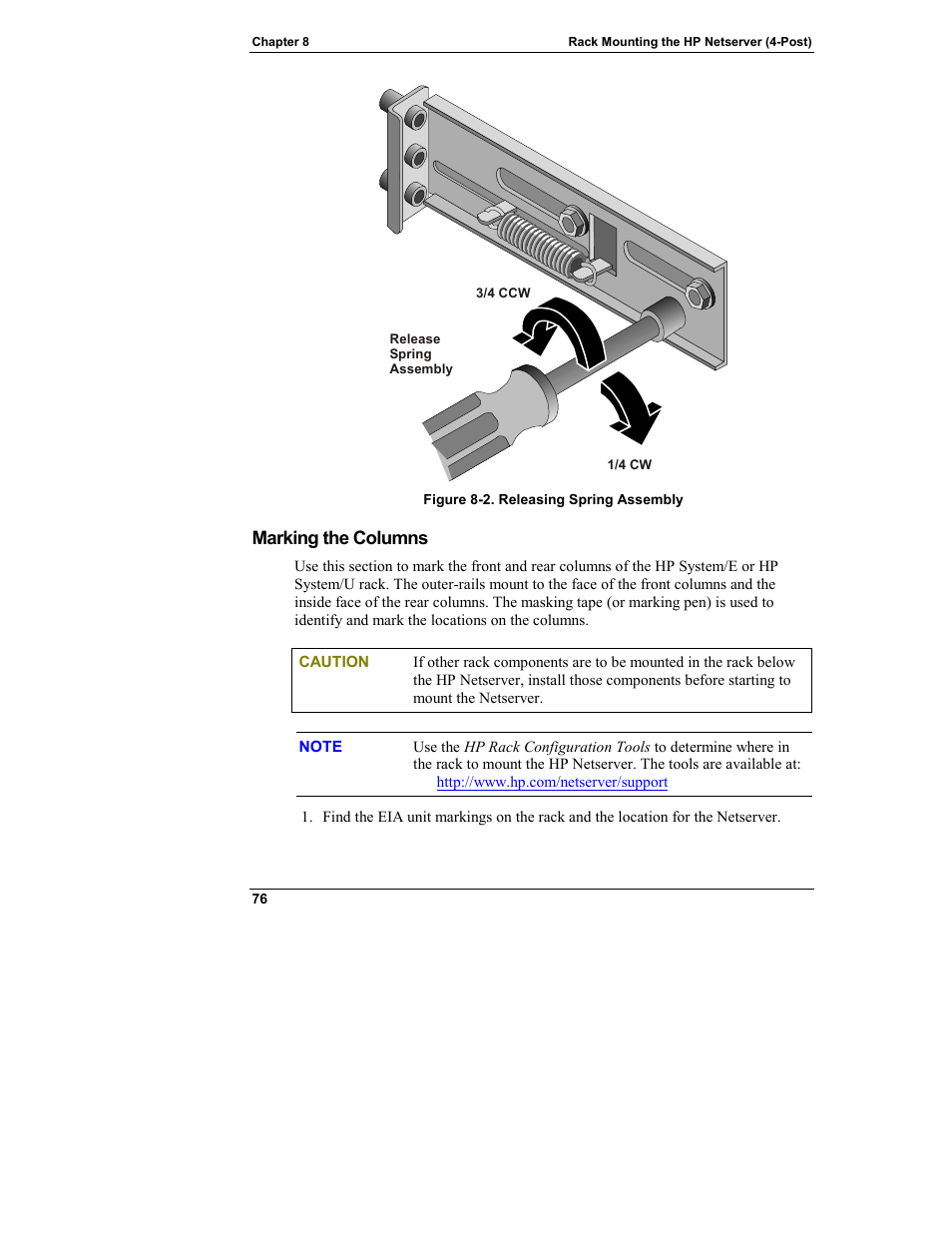 Marking the columns | HP Netserver L Server series User Manual | Page 82 / 140