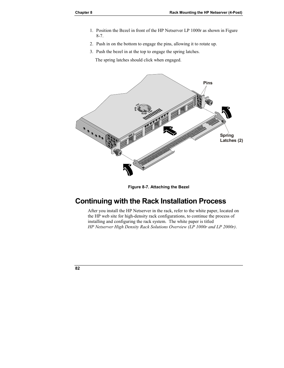 Continuing with the rack installation process | HP Netserver L Server series User Manual | Page 88 / 140