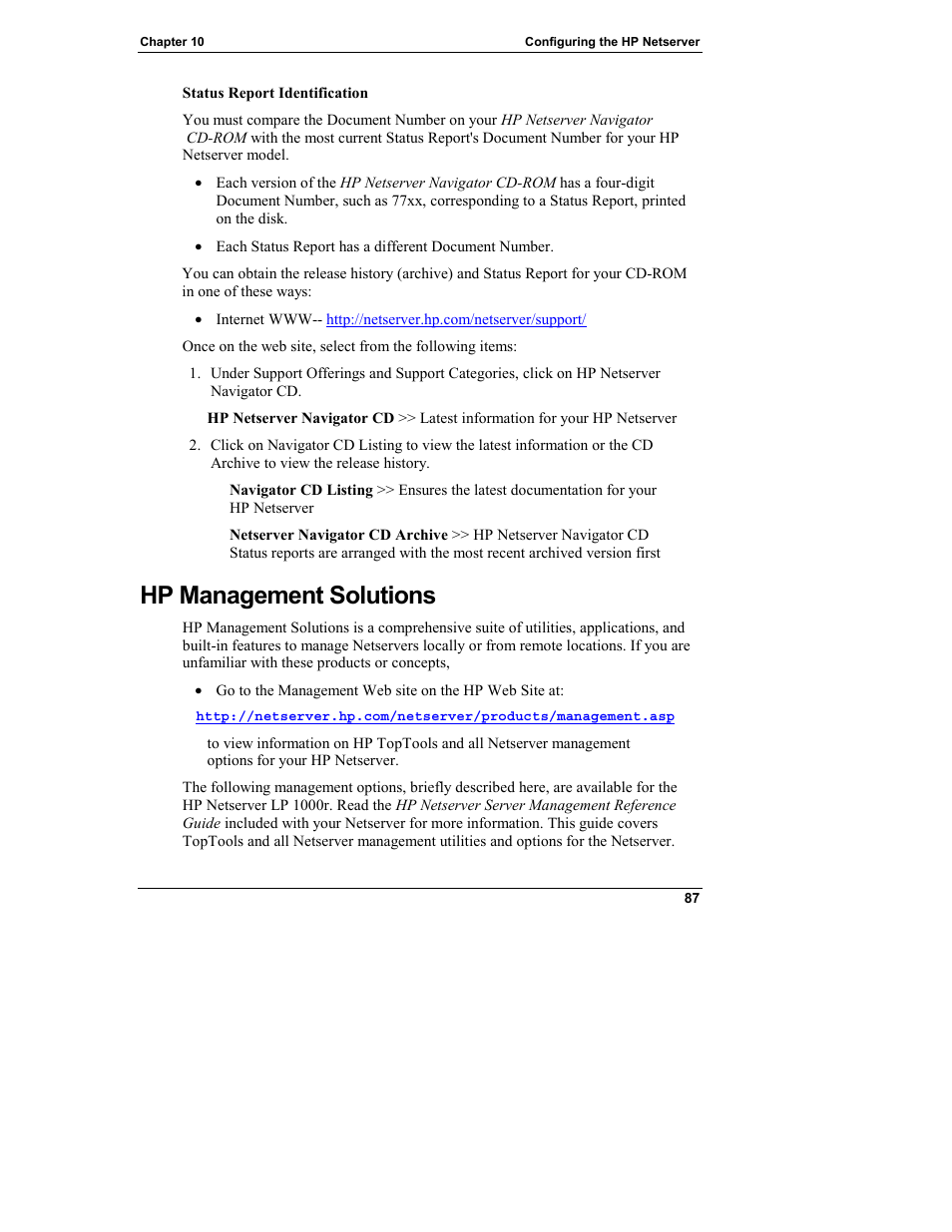 Hp management solutions | HP Netserver L Server series User Manual | Page 93 / 140