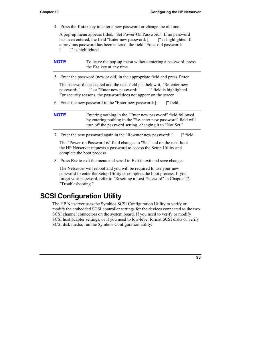 Scsi configuration utility | HP Netserver L Server series User Manual | Page 99 / 140