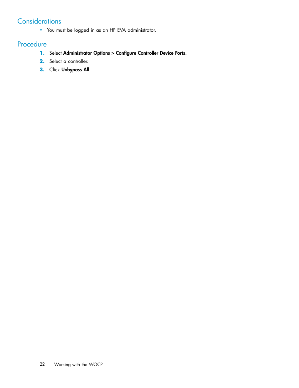 Considerations, Procedure | HP 4100 Enterprise Virtual Array User Manual | Page 22 / 35