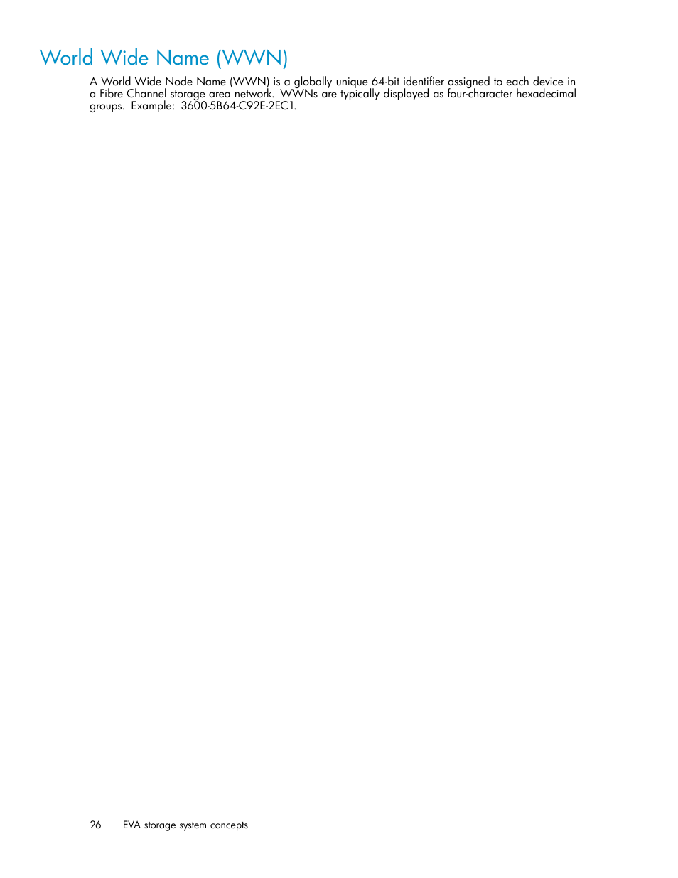 World wide name (wwn) | HP 4100 Enterprise Virtual Array User Manual | Page 26 / 35