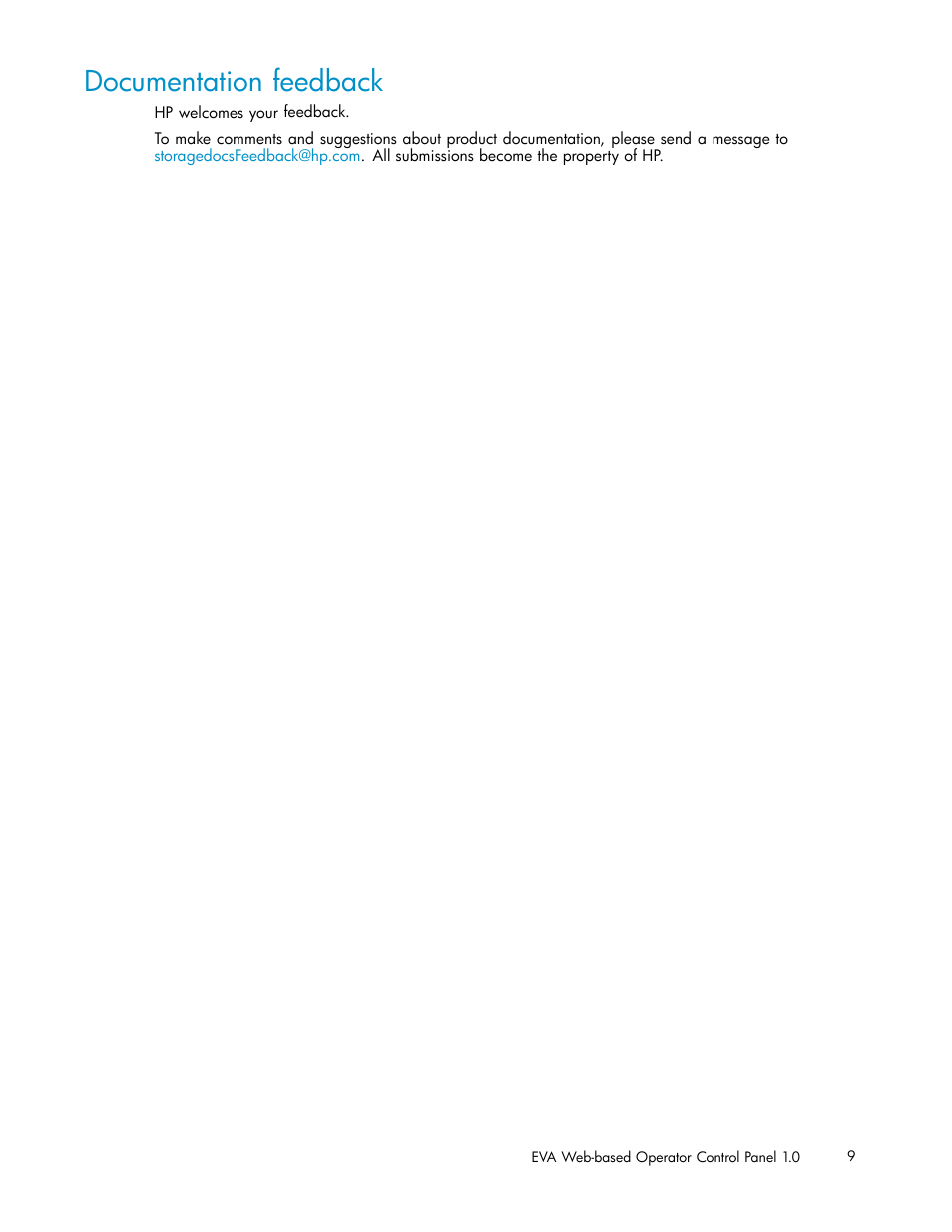 Documentation feedback | HP 4100 Enterprise Virtual Array User Manual | Page 9 / 35