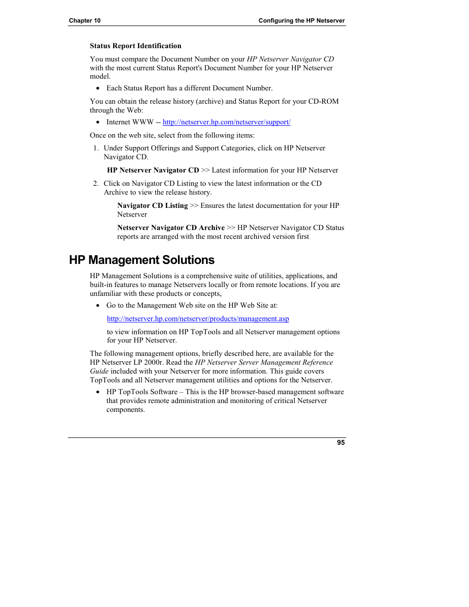 Hp management solutions | HP Netserver L Server series User Manual | Page 101 / 146