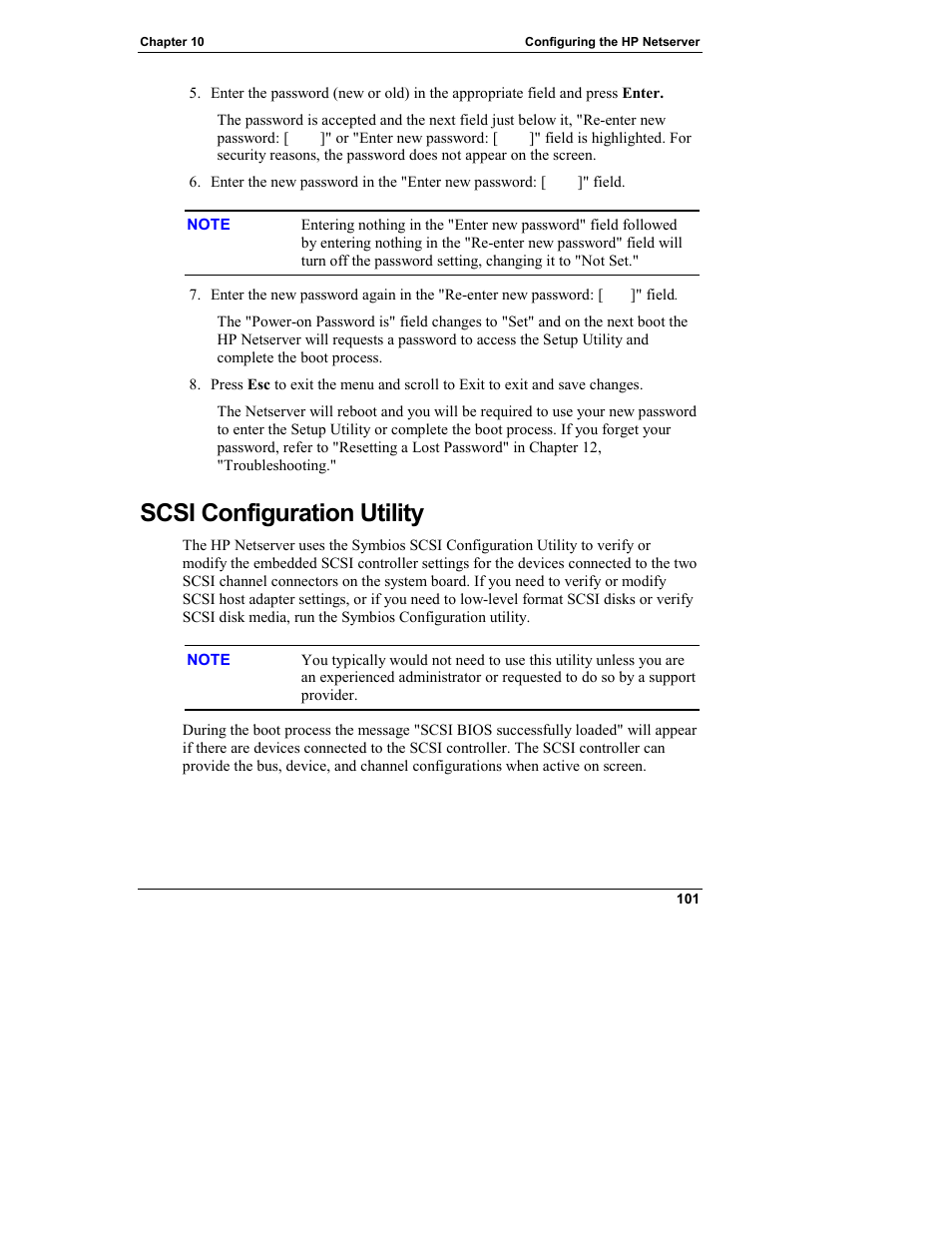 Scsi configuration utility | HP Netserver L Server series User Manual | Page 107 / 146