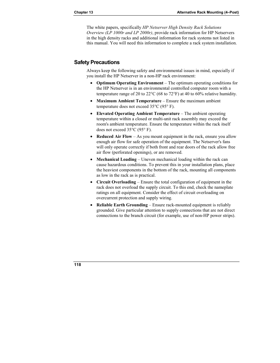 Safety precautions | HP Netserver L Server series User Manual | Page 124 / 146