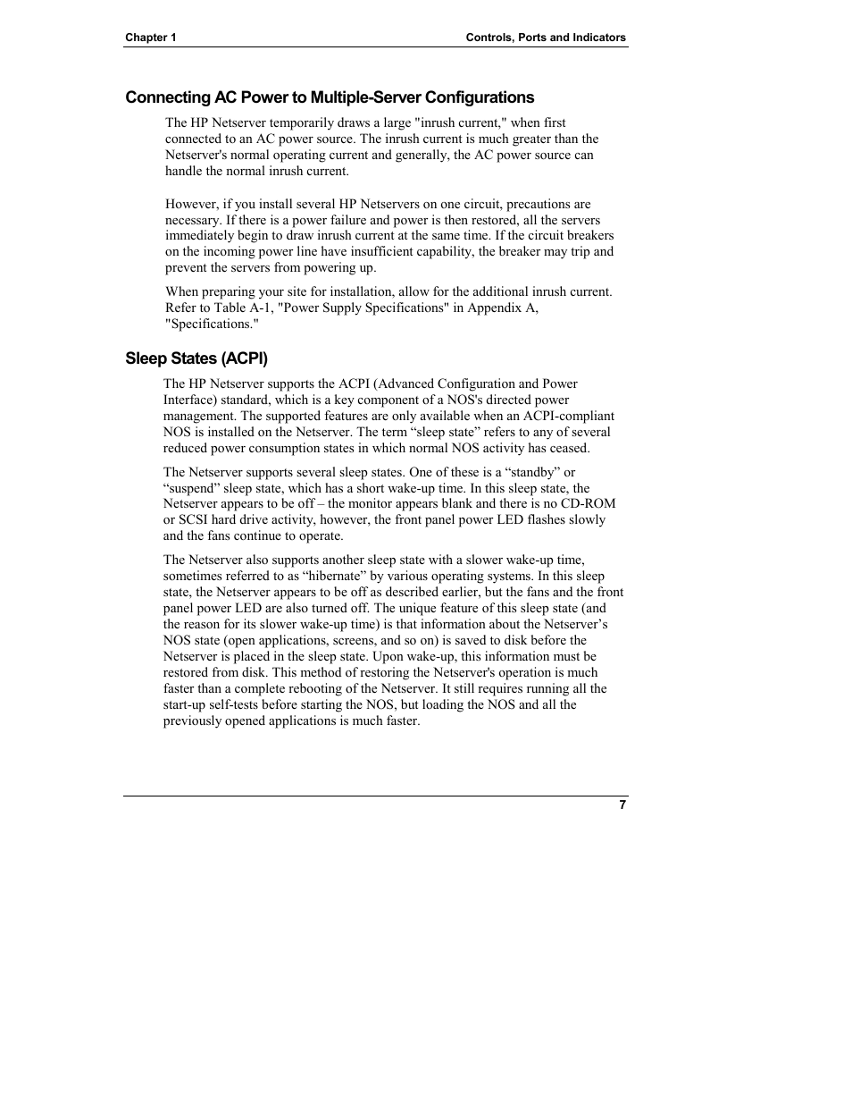 Sleep states (acpi) | HP Netserver L Server series User Manual | Page 13 / 146