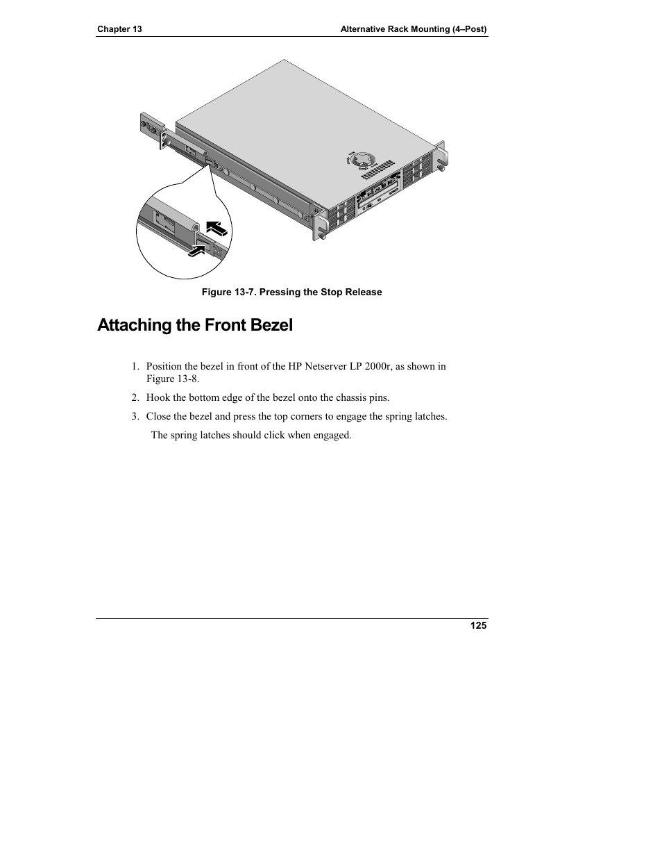 Attaching the front bezel | HP Netserver L Server series User Manual | Page 131 / 146