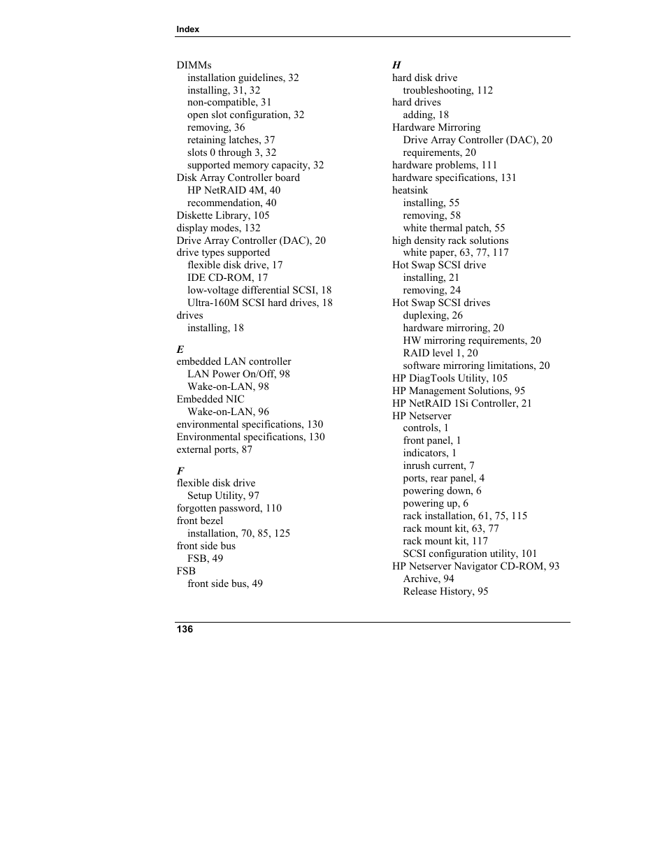 HP Netserver L Server series User Manual | Page 142 / 146