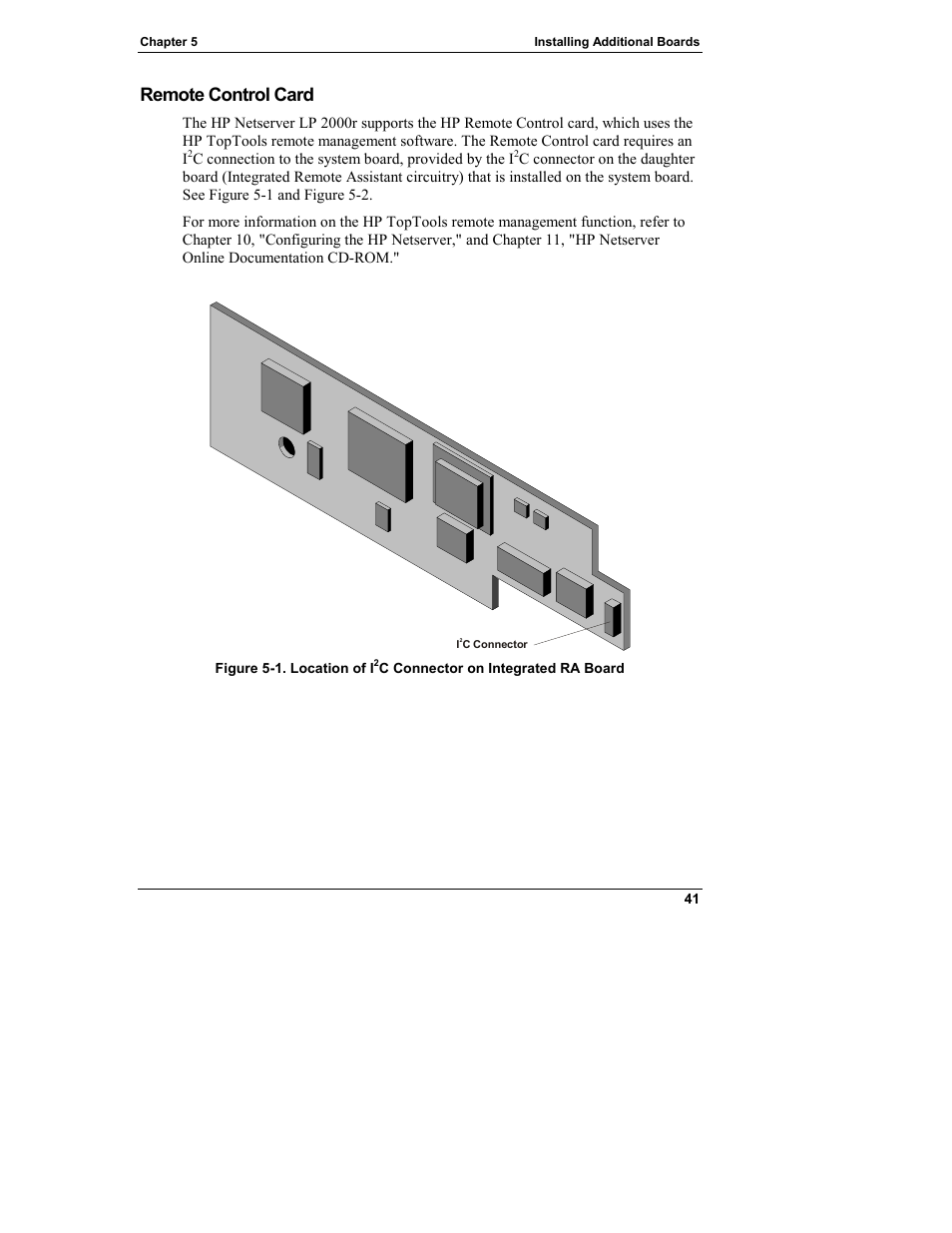 Remote control card | HP Netserver L Server series User Manual | Page 47 / 146