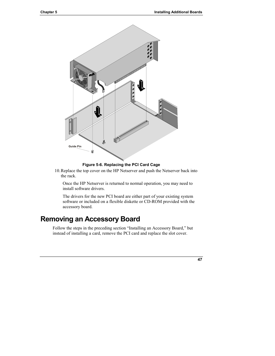 Removing an accessory board | HP Netserver L Server series User Manual | Page 53 / 146