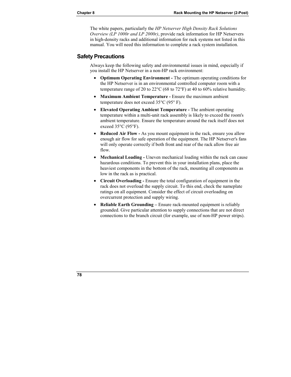 Safety precautions | HP Netserver L Server series User Manual | Page 84 / 146