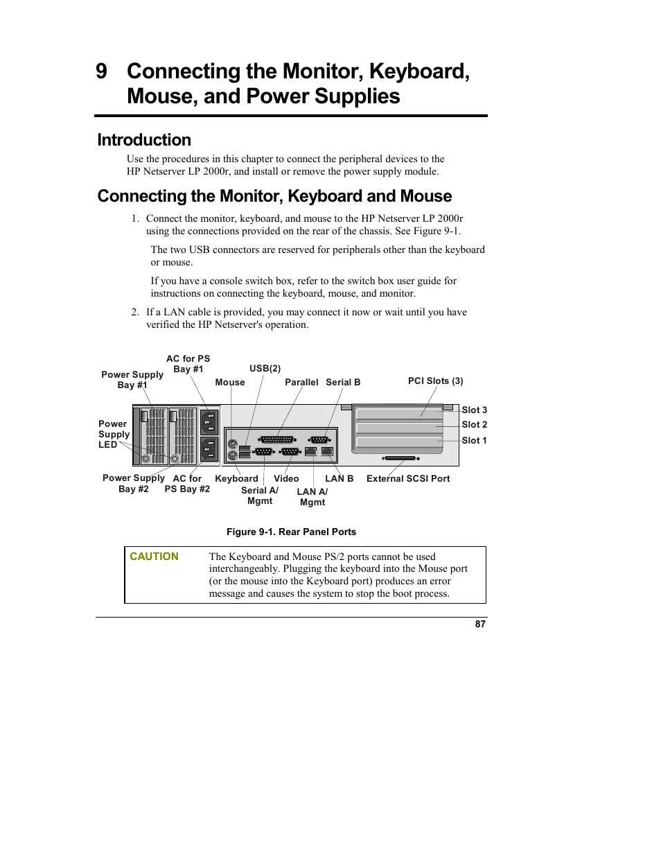 Introduction, Connecting the monitor, keyboard and mouse | HP Netserver L Server series User Manual | Page 93 / 146
