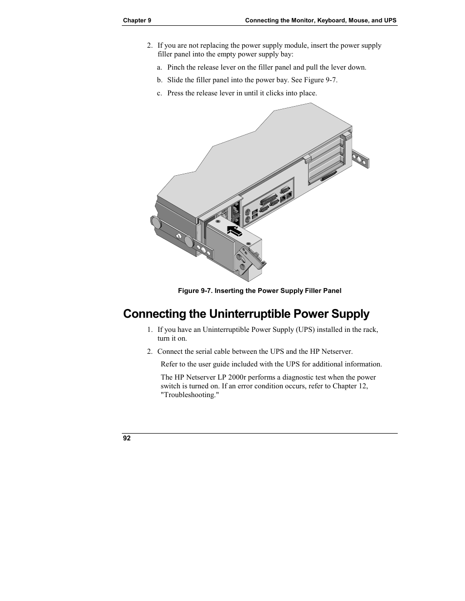 Connecting the uninterruptible power supply | HP Netserver L Server series User Manual | Page 98 / 146