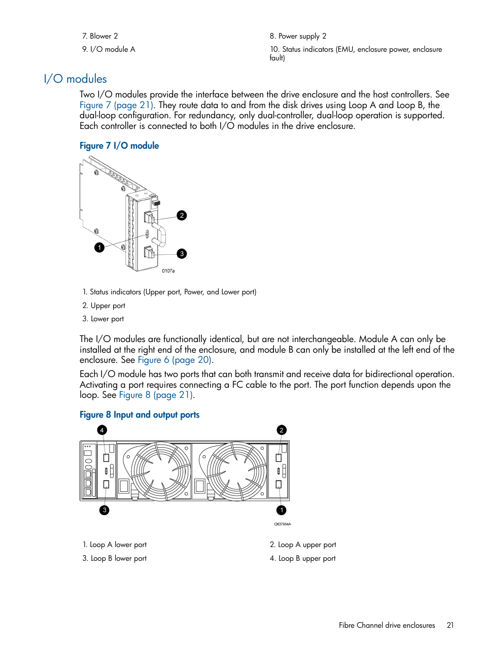 I/o modules | HP 4000.6000.8000 Enterprise Virtual Arrays User Manual | Page 21 / 180