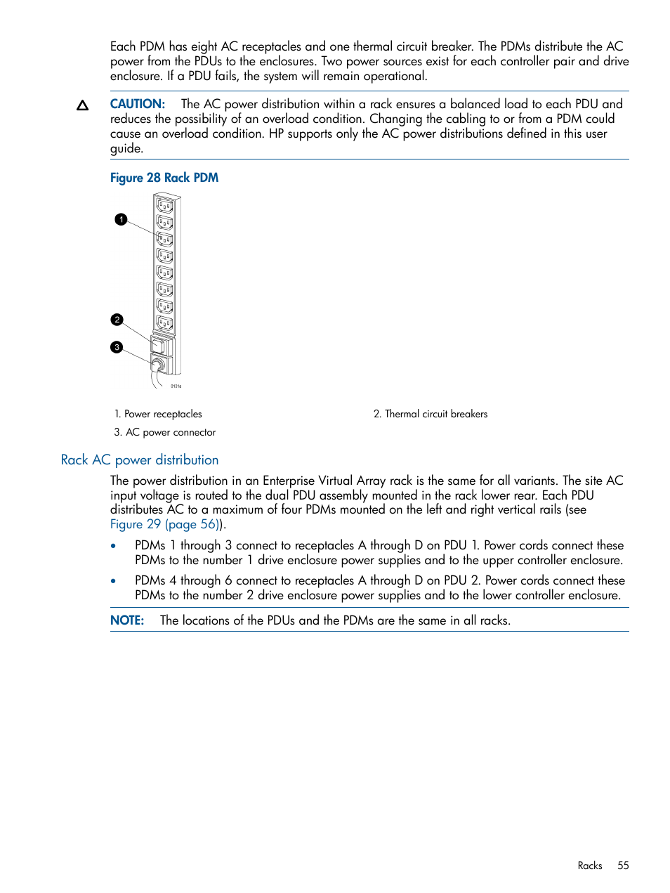 Rack ac power distribution | HP 4000.6000.8000 Enterprise Virtual Arrays User Manual | Page 55 / 180
