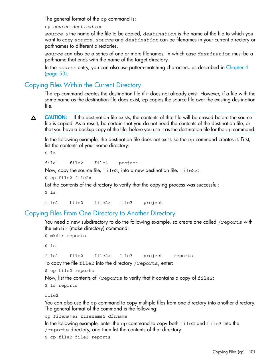 Copying files within the current directory | HP NonStop G-Series User Manual | Page 101 / 213