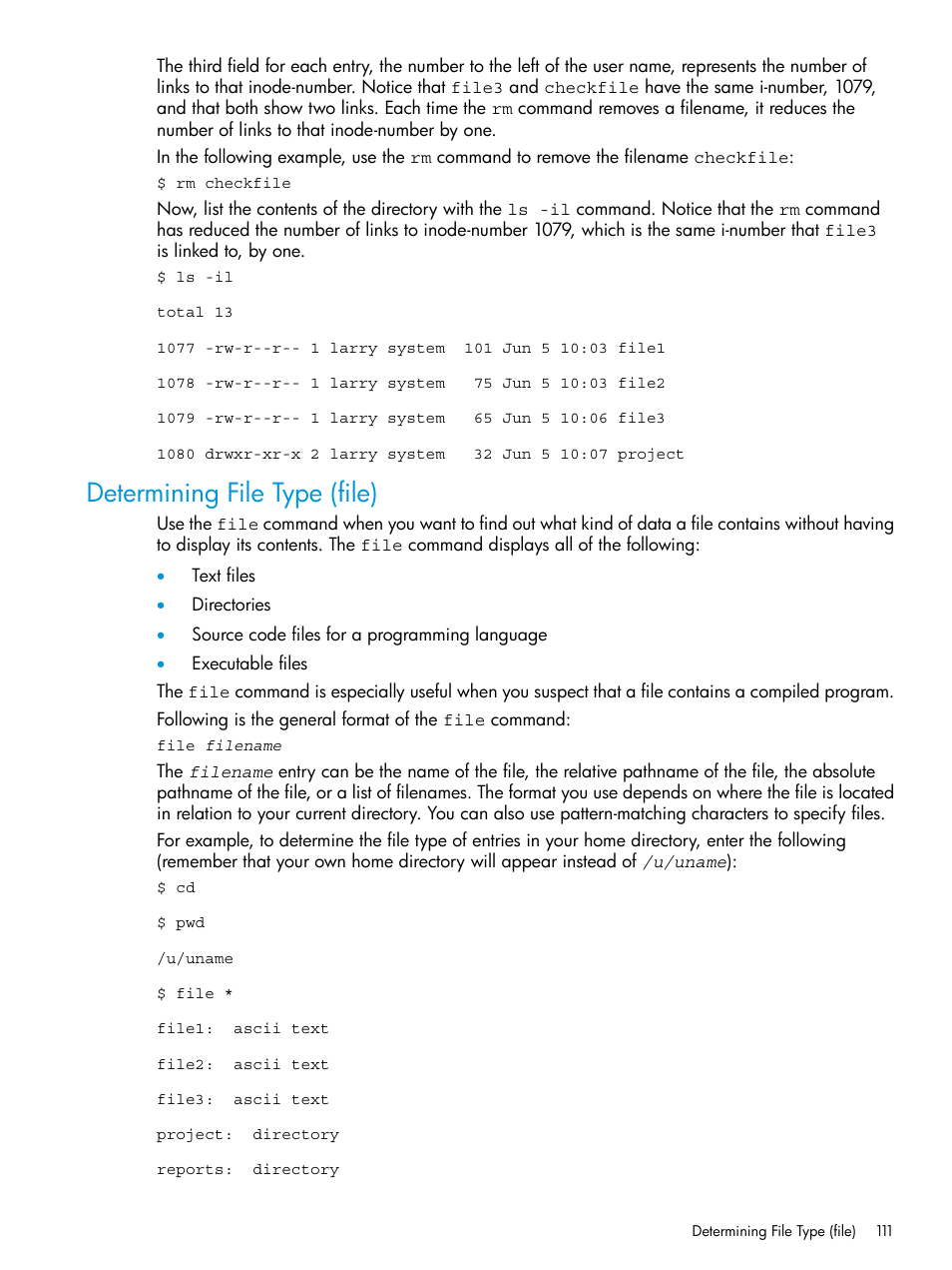 Determining file type (file) | HP NonStop G-Series User Manual | Page 111 / 213