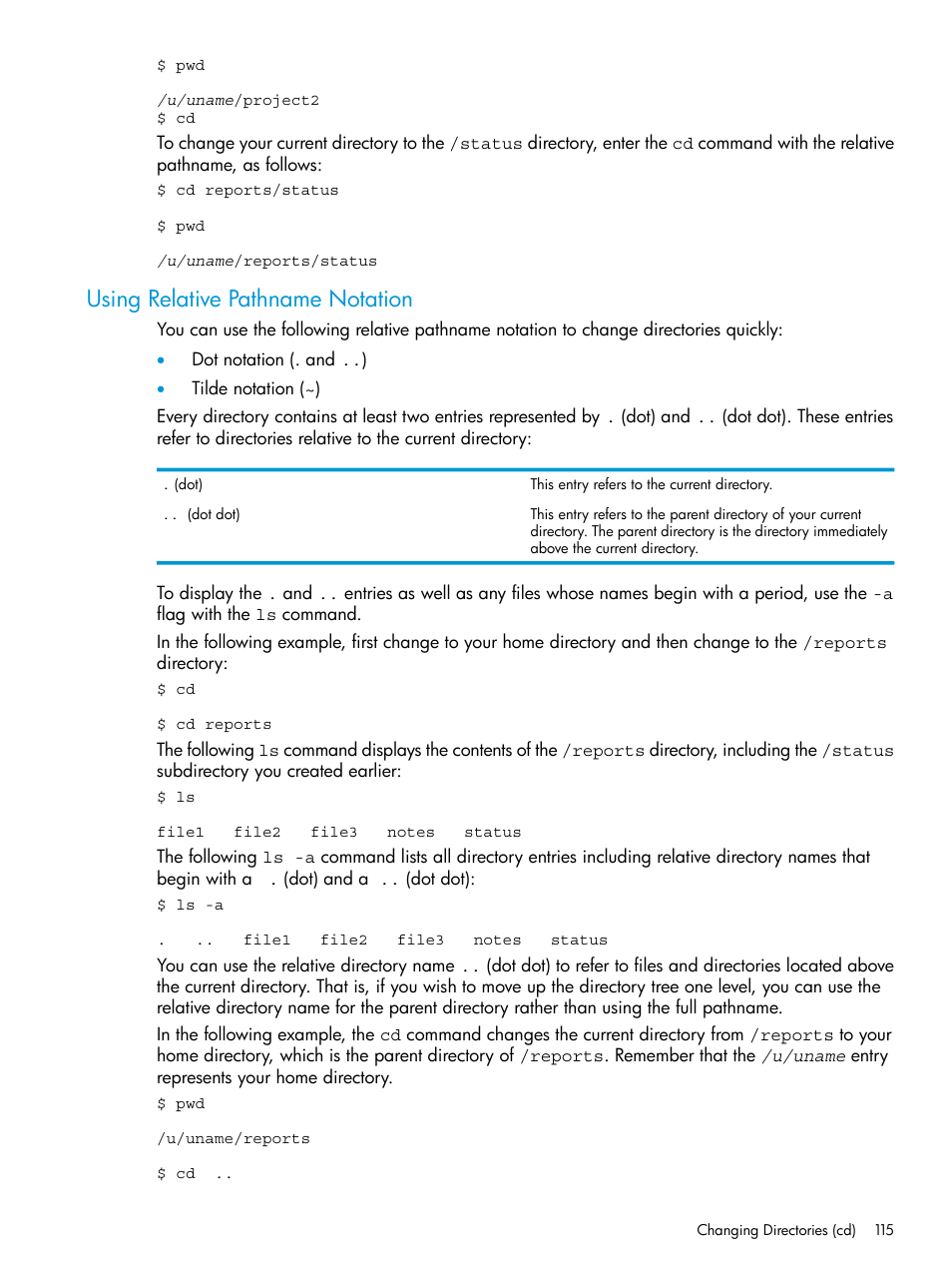 Using relative pathname notation | HP NonStop G-Series User Manual | Page 115 / 213