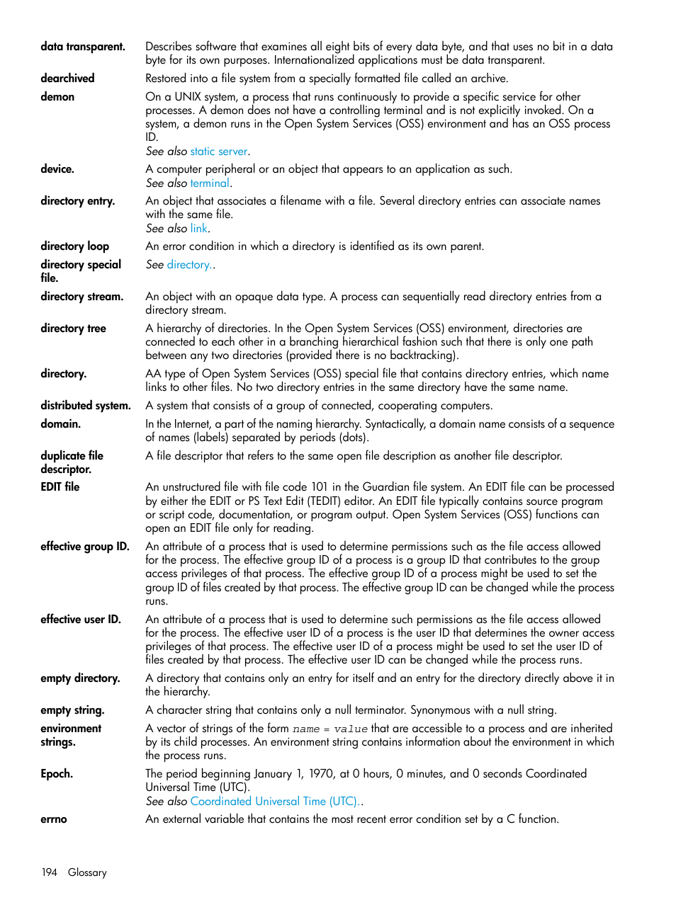Epoch, Demon | HP NonStop G-Series User Manual | Page 194 / 213