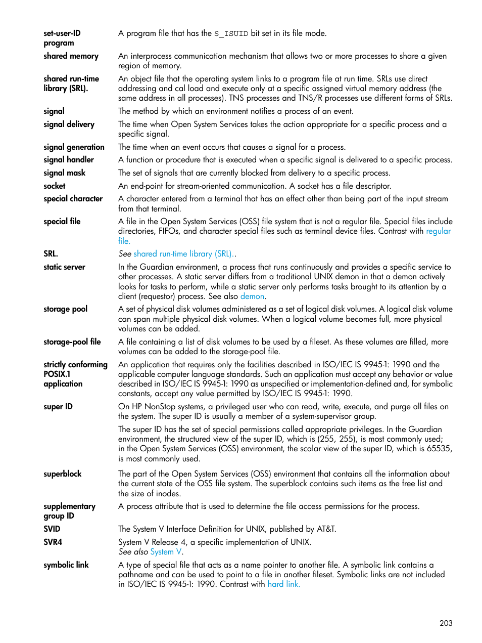 Static server, Symbolic link, Special file | HP NonStop G-Series User Manual | Page 203 / 213